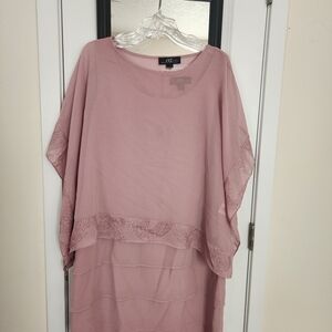 Velvet Women's Dusty Rose Layered Tunic with Lace Trim